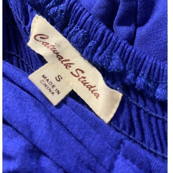 Catwalk Studio Royal Blue Strapless Halter Tie Neck Dress Mini Length Size Small - Picture 7 of 12